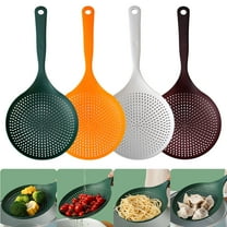 Plastic Long Handle Colander Spoon Strainer for Dumplings Ravioli Vegetables 37.5x17cm for Kitchen Supplies(Black),Hulucky