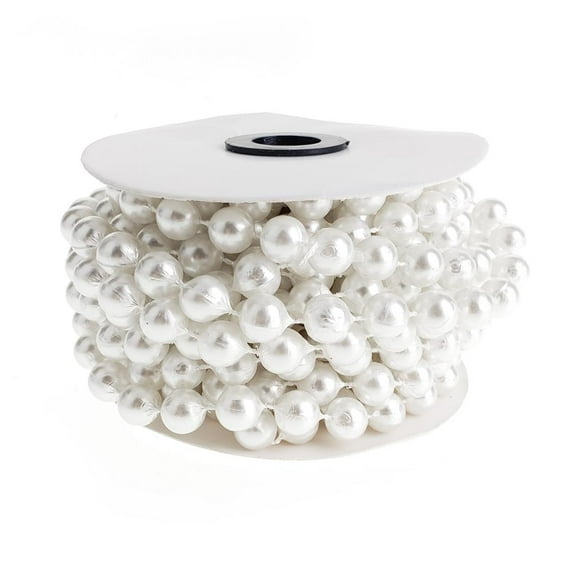 Plastic MOT Pearls, 10mm, 6-Yard, White