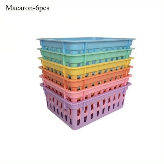 Plastic Macaron Storage Baskets Multi Functional Square Desktop Storage Boxes Classrooms Offices Study Rooms Drawer Organization