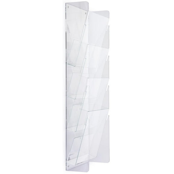 Plastic Magazine Racks 9-1/2"w x 27"h x 2d Clear Acrylic Literature Holders Catalog Displays Include Four Tiered Pockets (RM4)
