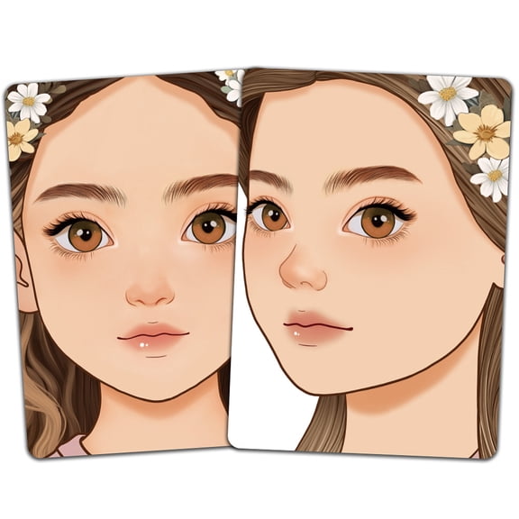 Plastic Makeup Painting Practice Board Reusable Face Painting Exercise Template Rectangle Human Pattern 29.7x21cm 2pcs/set