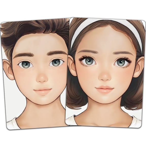 Plastic Makeup Painting Practice Board Reusable Face Painting Exercise Template Rectangle with Boy Girls Pattern Mixed Color 29.7x21cm