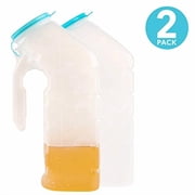 Male Urinal with Glow in The Dark Lid (2 Bottles) 32 Oz Urine Bottles for Men - Pee Bottles for Hospitals, Emergency and Travel