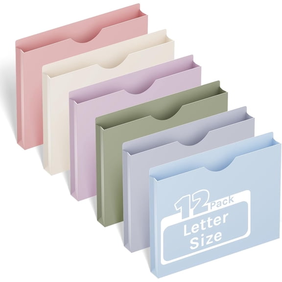 Plastic Manila File Jacket & File Pockets Letter Size,Heavy Duty 1 Inch Expanding Manila Pocket File Folders,Extra Capacity Project File Jackets,Job Folders File Jackets- Color