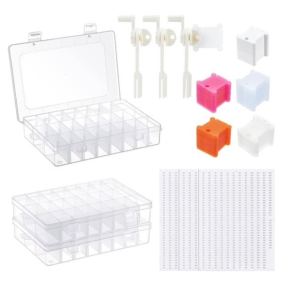 Plastic Manual Embroidery Floss Bobbin Winder & Thread Winding Boards Sets Mixed Color