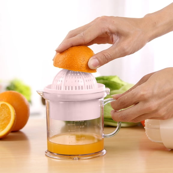 Plastic Manual Lemon Juicer Squeezer with Pulp Separator Cup & Measurement Scale - Portable Citrus Press for Fresh Juice, Green, 7.28x4.33x4.33in