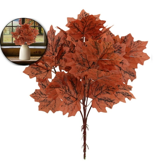 Plastic Maple Leaf Branches, Fake Silk Flower Dry Stems, Waterproof Outdoor Decorative Foliage for Garden Landscaping Use