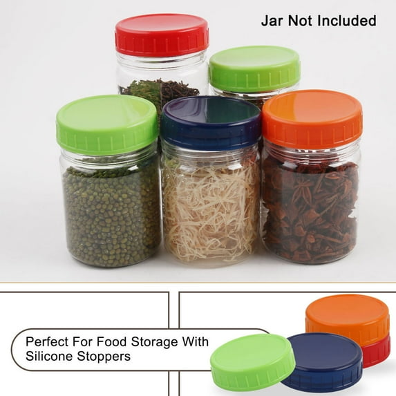 Plastic Mason Jar Lids Regular Mouth Mason Canning Jars Top Lids Food Storage 24 Pack Assorted Color