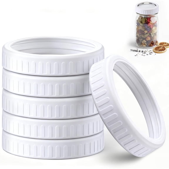 Plastic Mason Jar Rings Wide Mouth Reusable Canning Bands Replacement for Metal Rings, Easy Grip Non Slip Edge, Rust Free Screw Bands for Mason Jars(6 Pcs)