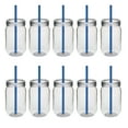 thumbnail image 1 of Plastic Mason Jars with Straw Set 24 oz. Set of 10, Bulk Pack - Jars for Overnight Oats, Candies, Fruits, Pickles, Spices, Beverages - Blue, 1 of 5