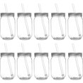 thumbnail image 1 of Plastic Mason Jars with Straw Set 24 oz. Set of 10, Bulk Pack - Jars for Smoothies, Iced Coffee, Soda and Other Beverages - Clear, 1 of 5