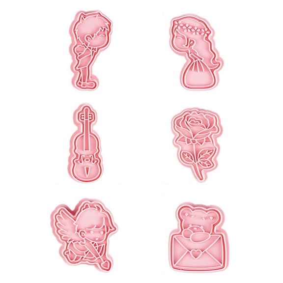 Plastic Material Wedding Theme Biscuit Mould 3D Stereo Pressing Type Baking Accessories Boy Girl Rose Lover Letter Cupid