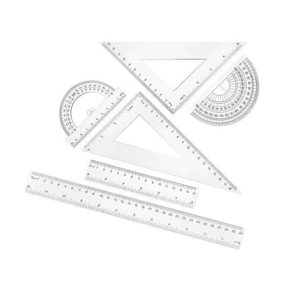 Plastic Mathematical Drawing Ruler Professional Math Geometry Tool with Set Square Protractor Straight Ruler For Student