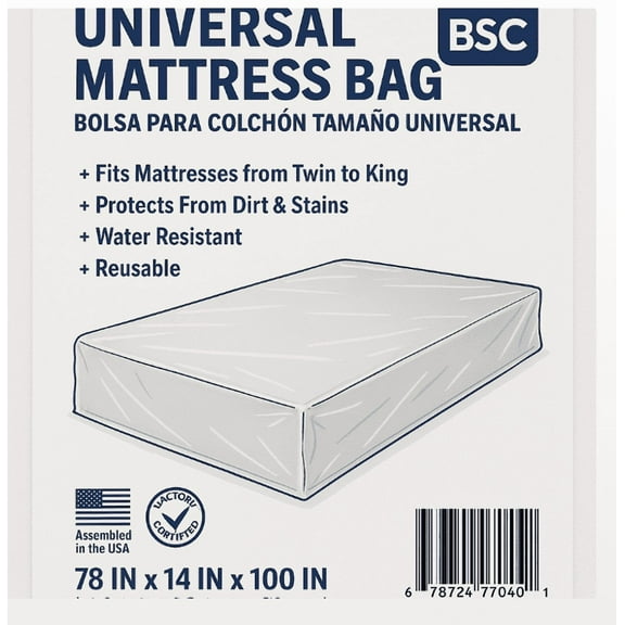 Bsc Preffered Plastic Mattress Bags for Moving, Queen/King Size Protector Storage Cover, 1 Pack