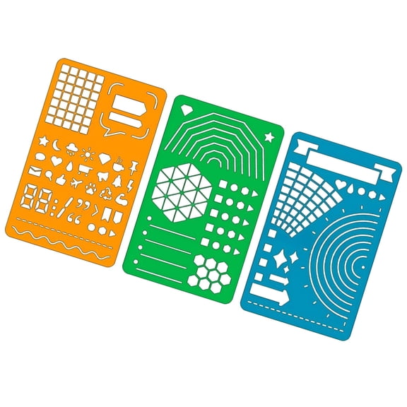 Plastic Measurement Tools 3 Pack With Geometric Design Guides for Field Note Journal Template