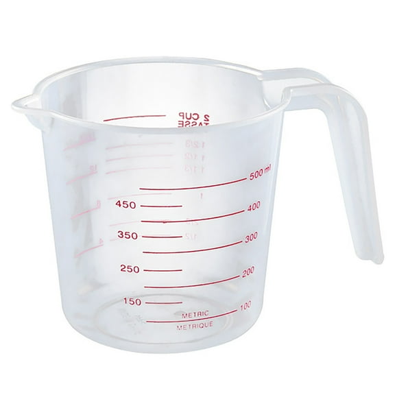 Plastic Measuring Cup, 16 Oz/500 ml Clear Graduated Measuring Cups Plastic Mug with Spout and Handles Ounce and Ml Cup Marking for Recipe Ingredient, Flour, Water, Liquid, 1 Pcs, 4.33x4.21"