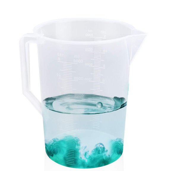 Plastic Measuring Cup Beaker 3000ml Liquid Graduated Measuring Pitcher Clear Kitchen Handled Measuring Cups with Pour Spout (3000ml)