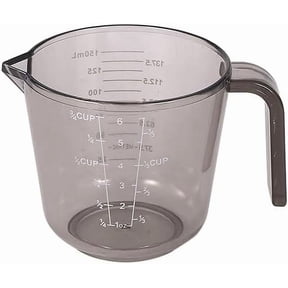 Plastic Measuring Cup Clear Graduated Measuring Cups Plastic Mug with Spout and Handles Ounce and Ml Cup Marking for Recipe Ingredient, Flour, Water, Liquid (3/4 cup 150ml brown transparency)