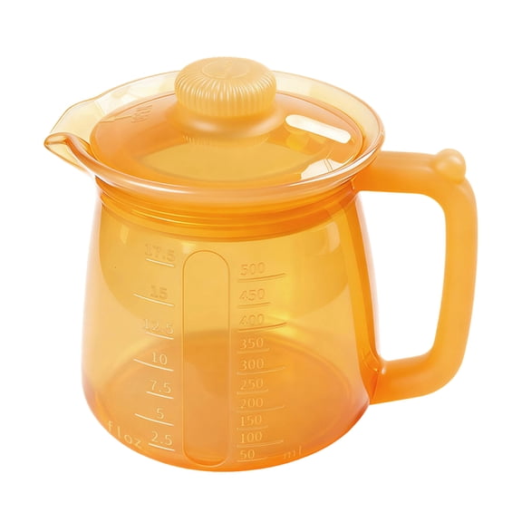 Plastic Measuring Cup, Food Storage Container, Clear Plastic, Orange, PitcherwithLid, Plastic ContainerwithLid, Plastic Food Storage, StorageforKitchen, 1 Pc
