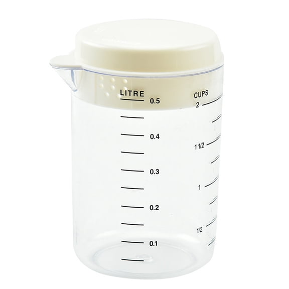 Plastic Measuring Cup with Splashproof Lid V-shaped Spout Mixing Pitcher Kitchen Baking Measuring Tool Easy to Pour