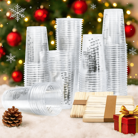 Plastic Measuring Cups, 10pcs 20oz Disposable Mixing Cups With 10pcs Mixing Sticks, Can Be Used For Epoxy Resin, Cooking And Baking, Liquid Measuring, Paint