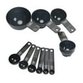 thumbnail image 1 of Plastic Measuring Cups and Spoons Set - 10 Pcs Black Kitchen Measuring Tool, Engraved Metric/US Markings Stackable Silicone Measure Cup for Liquid & Dry Measuring, Cooking & Baking, Black, 1 of 9