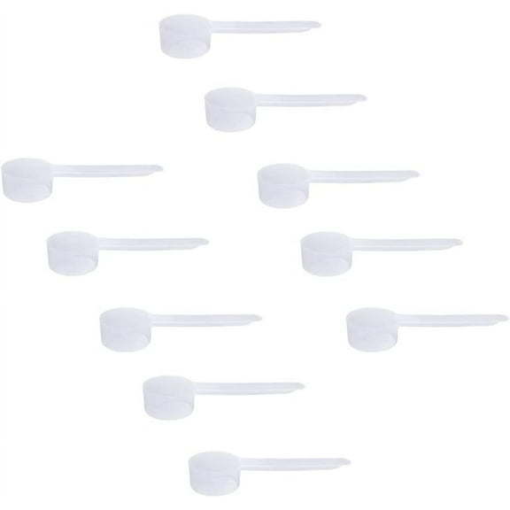 Plastic Measuring Scoop, 1 Tablespoon (14.8 cc | 1/2 Oz. | 14.8 mL) Long Handle Spoons for Powders, Granules, Coffee, Pet Food, Baking Supplies, Protein and Other Dry Goods, BPA Free (Set of 10)