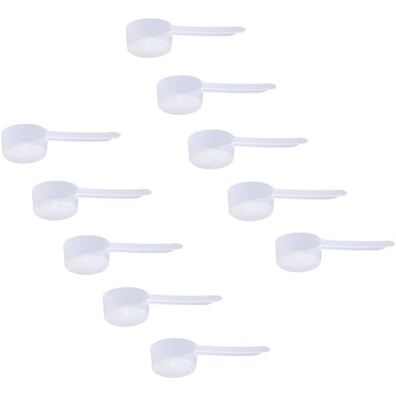 Plastic Measuring Scoop, 4 teaspoon (20 cc | 20 mL) Long Handle Spoons for Powders, Granules, Coffee, Pet Food, Baking Supplies, Protein and Other Dry Goods, BPA Free (Set of 10)