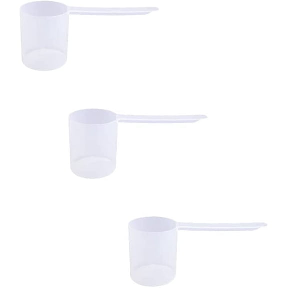 Plastic Measuring Scoop, (80 cc | 1/3 Cup | 2.7 fl oz. | 80 mL) Long Handle Spoons for Powders, Granules, Coffee, Pet Food, Baking Supplies, Protein and Other Dry Goods, BPA Free (Set of 1)