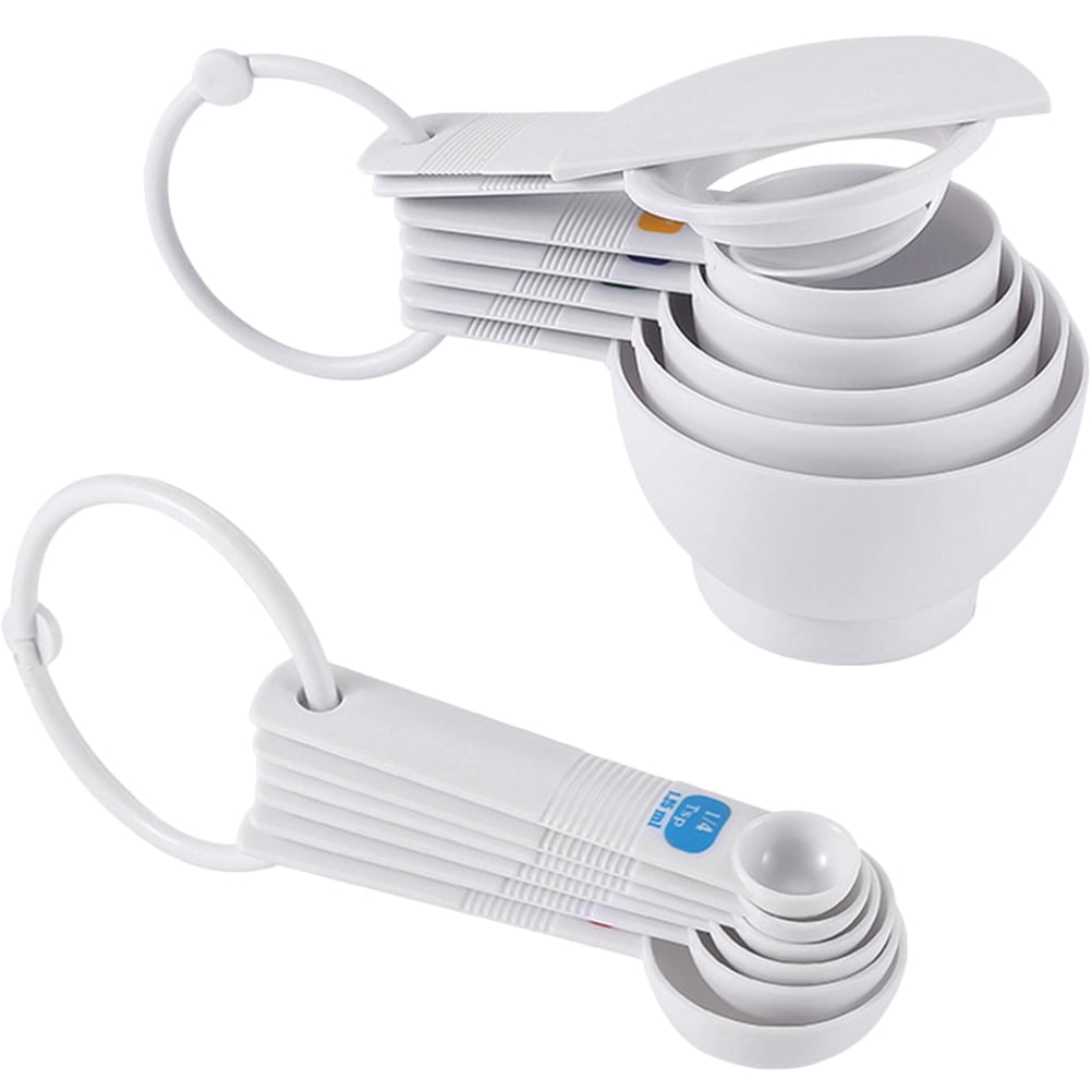 Baking Measuring Spoon Set White Plastic Measuring Cups with Egg ...