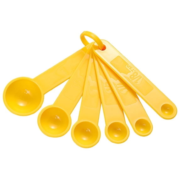 Plastic Measuring Spoons, Set of 6, Coffee Scoop Spoon, Universal Easy To Read Measuring Cup and Spoon Set with Soft Grip Handle, Kitchen Gadgets for Cooking & Baking, Yellow