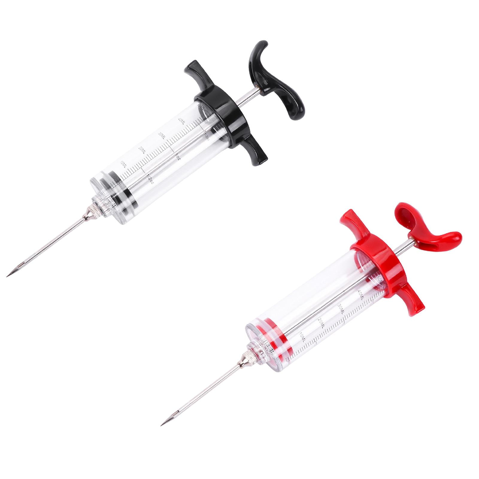 Plastic Meat Injector Kit for Smoker with 2 Flavor Food Syringe Needles ...