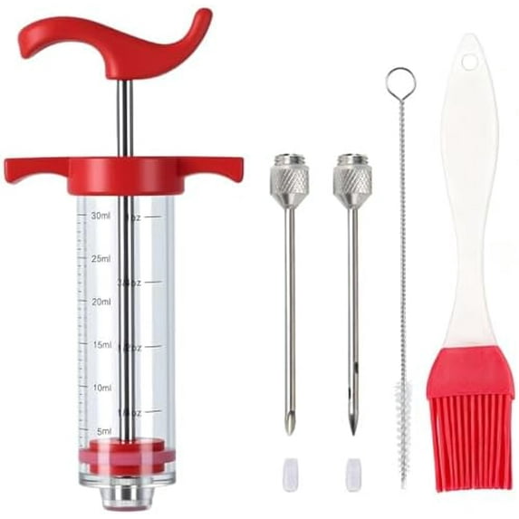 Plastic Meat Injector Syringe, Turkey Injection Kit with 2 Stainless ...