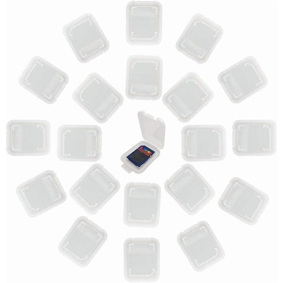 Plastic Memory Card Storage Case Compatible with SD MMC/SDHC PRO Duo White (20 PCS)
