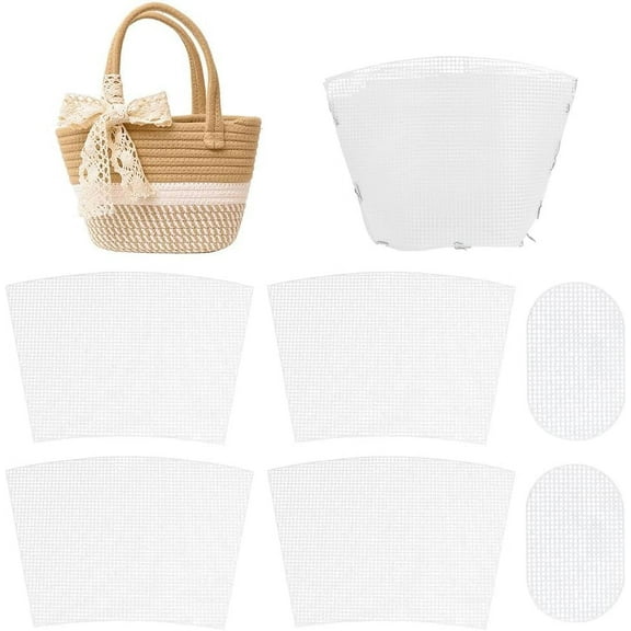 Plastic Mesh Canvas Sheet Bucket Bag Making Template for Yarn Crafting Knit and Crochet Projects White 20.3~26.5x12.6~40.6x0.15cm