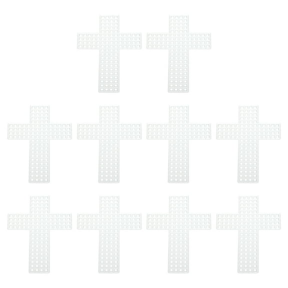 Uxcell Plastic Mesh Canvas Sheets, 10Pcs 3.04" x 2.1" Cross Needlework Blank Yarn Crafting, Cross Shape