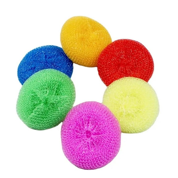 Plastic Mesh Dish Scrubbers, Non-Scratch Nylon Scrub Balls, Reusable Pot Cleaning Scourers for Non-Stick Pans, Dishes, Sinks, Colors Shipped Randomly