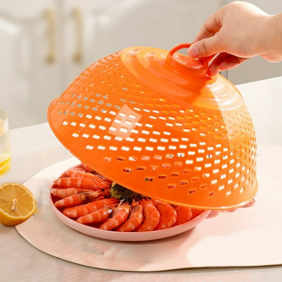 Plastic Mesh Food Cover for Plates, Bowls, and Vegetables – 9.8" Dome Tent Design, Reusable, Washable, for Indoor/Outdoor Dining and Picnic, Orange/Blue/Pink