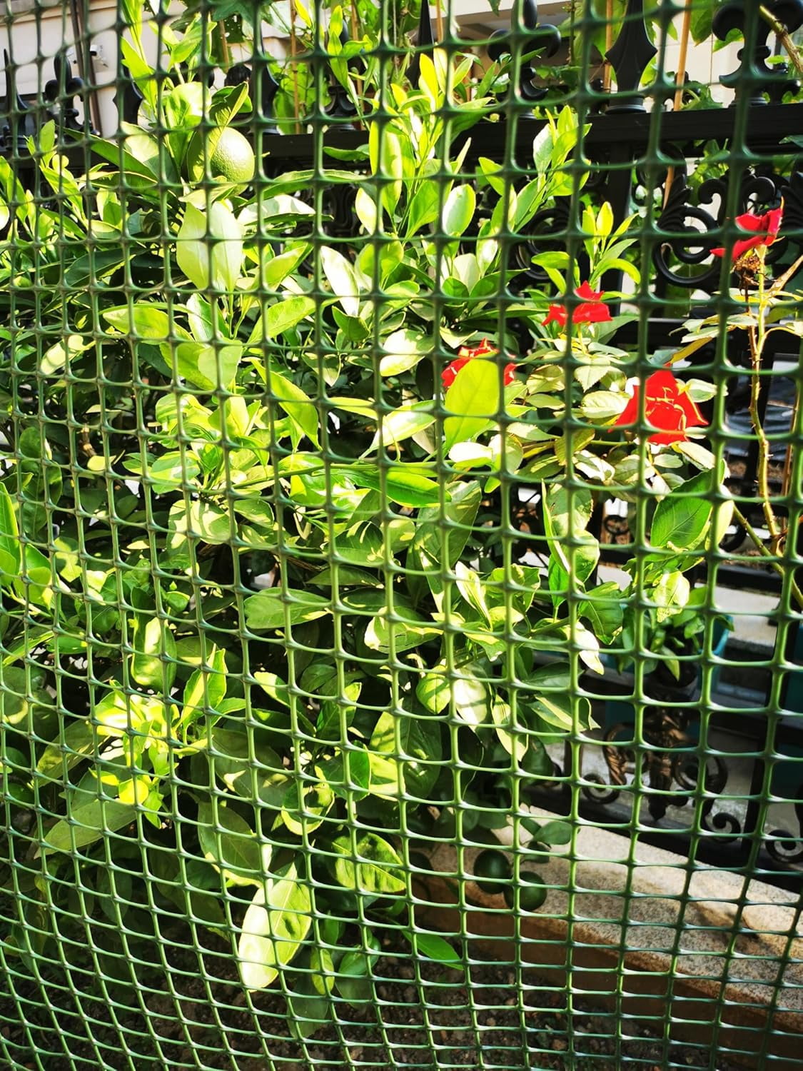 Plastic Mesh Netting for Garden, Balcony, Deck, Tree Guards, Animal Barrier, 40'' x 25', Green with 50 Zip Ties