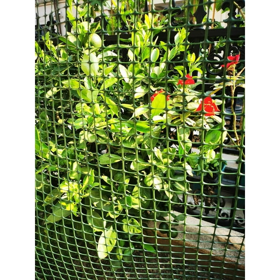 Plastic Mesh Netting for Garden, Balcony, Deck, Tree Guards, Animal Barrier, 40'' x 25', Green with 50 Zip Ties