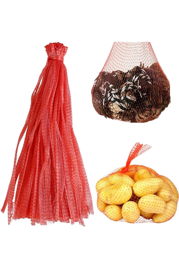 Plastic Mesh Produce Bags,Happon 19.7 Inch Seafood Boil Bags,Onion Potato Vegetable Packaging Net Bag,Fruit and Vegetable Produce Packaging Net(Red-100PCS)