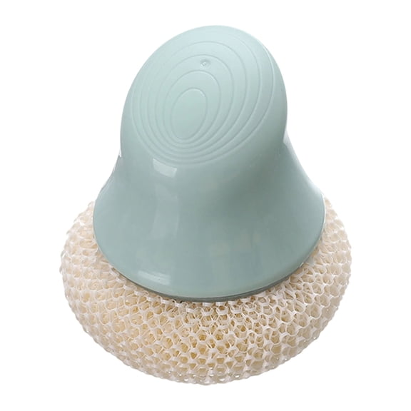 Plastic Mesh Scourers with Short Handle,Non-Scratch Round Plastic Dish Sponges Scourer Cleaning Ball,Heavy-Duty Sponge Plastic Dish Pan Brush,Mesh Scrubber for Kitchen Bathroom Cleaning,Green