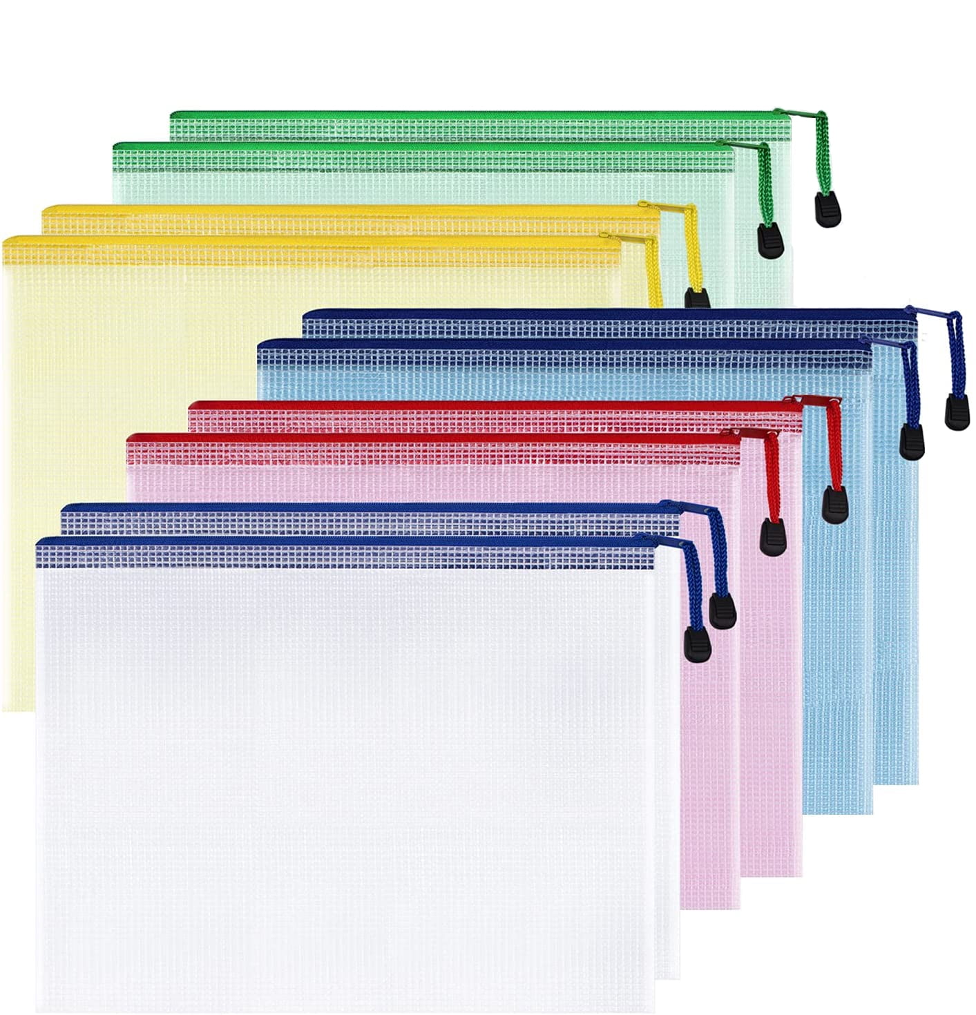 Plastic Mesh Zipper Pouch 7x9 in ( 10 Packs),Extra Large Water