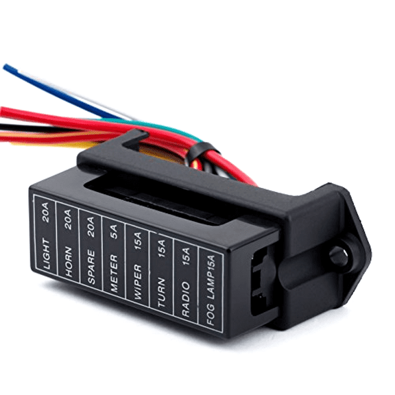 Plastic & Metal 8 way Fuse Box Block Holder Circuit Automotive Car Boat Blade ATC ATO 12V-32V 8-Way 10 Wires Car Fuse Case Adapter TAPDRA Spare Part