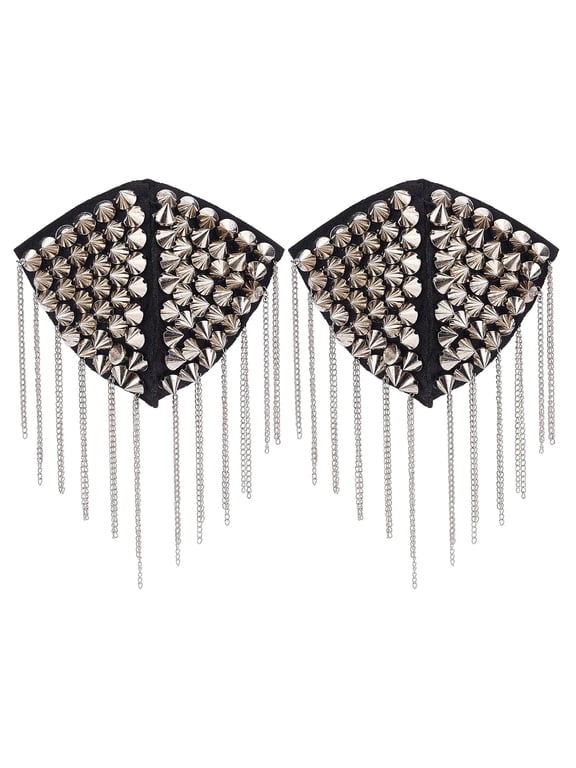 Reusable Shoulder Epaulettes Plastic Metal Felt Blend Fringes Rivet Embellishments For Costumes Projects