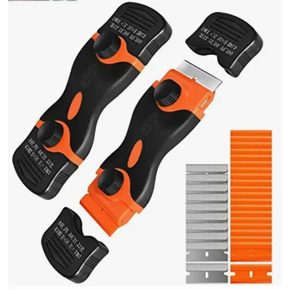 Plastic & Metal Razor Blade Scraper, Window Glass Cleaner, Vinyl Film & Adhesive Remover Tool for Car & Home