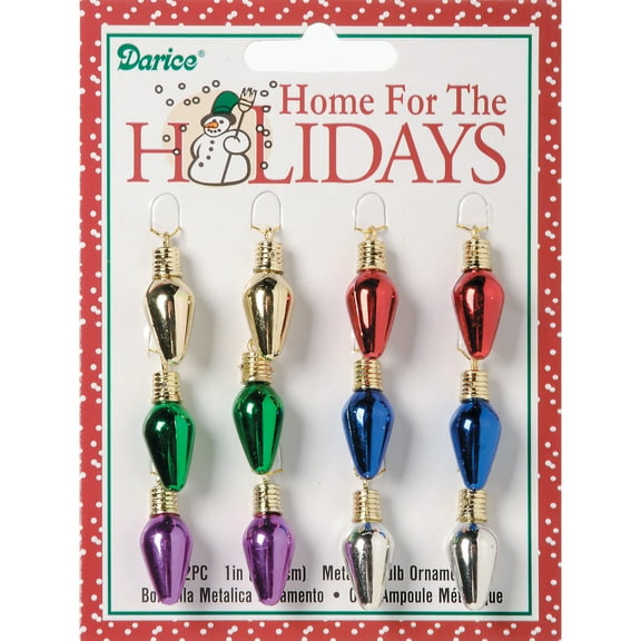 Plastic Metallic Christmas Tree Bulbs 1" 12/Pkg-Flame - Multicolor, Pk 6, Darice