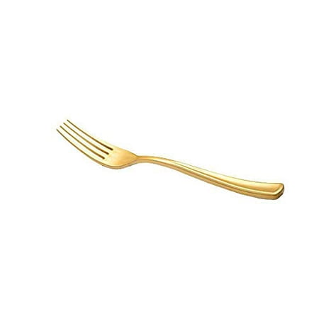 Plastic Metallic Regular Size Forks - 7.25" | Gold | Pack of 24