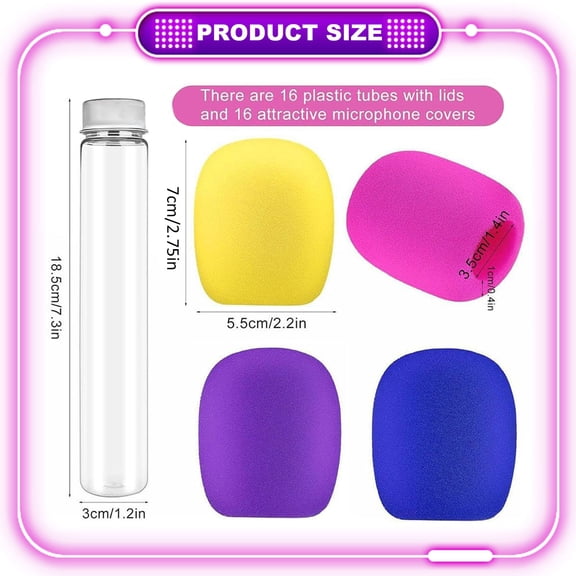 Plastic Microphone-Shaped Candy Tubes - 10 Pack with Sponge Covers for Party Favors and Decorations - Blue