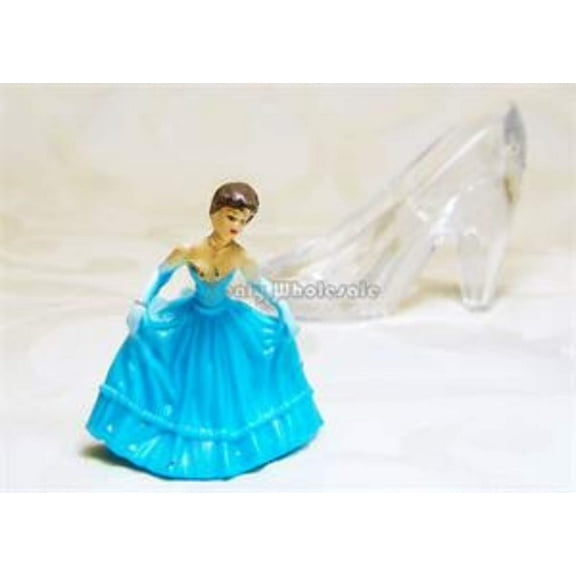Plastic Mini Cinderella Doll Favors Decoration - Turquoise (12 Pieces)